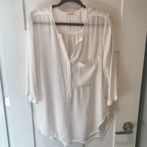 Bella Dahl sheer white tunic shirt